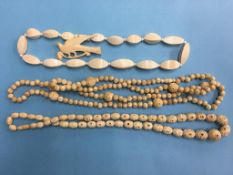 Three ivory necklaces