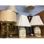 Various table lamps and a side table