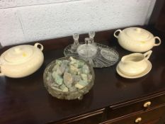 Two tureens, dressing table set etc.