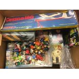 Three boxes of vintage toys and games