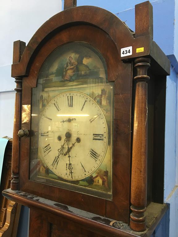 A 19th century mahogany long case clock, painted dial, 8 day movement and two subsidiary dials