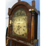 A 19th century mahogany long case clock, painted dial, 8 day movement and two subsidiary dials
