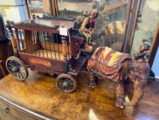 A Circus Carriage and Elephant