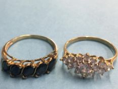 Two Ladies dress rings, stamped 9k, 4.3g