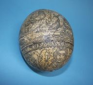 A Scrimshaw ostrich egg depicting Whaling scenes (a/f)