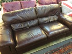 A good quality leather three seater settee