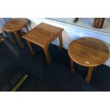 Three oak occasional tables