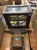 Chemists scales, pill sorter and a calendar