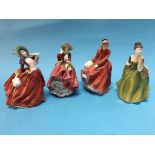 Four Royal Doulton figures including 'Autumn Breezes' etc.