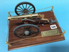 Model of a Civil War canon, on mahogany plinth