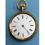 A Continental Ladies pocket watch, case stamped K18