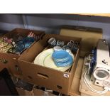 Two boxes of assorted and a sewing machine