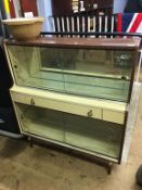 A 1960s melamine retro china cabinet and a sideboard