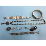 Filigree bracelets, silver brooch etc.