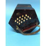 A 30 button (keys) Lachenal & Co. London, patent concertina, with steel reeds, serial number 143485