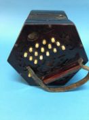 A 30 button (keys) Lachenal & Co. London, patent concertina, with steel reeds, serial number 143485