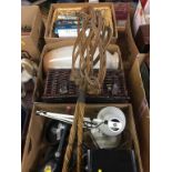 Three boxes of assorted including carpet beaters, coffee grinder etc.