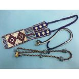 Three Indian beadwork necklaces