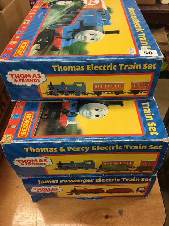 Three Hornby Thomas The Tank Engine train sets