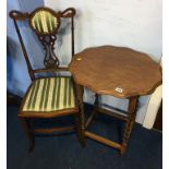 Edwardian single chair and a barley twist occasional table