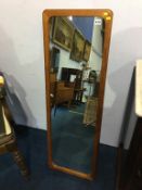 Teak framed mirror, 112 x 38cm