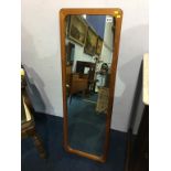 Teak framed mirror, 112 x 38cm