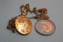 A 9ct gold locket and chain, and a pendant and chain, weight 26.4 grams