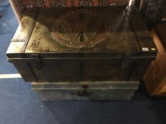 Two large tin trunks