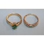 Two 18ct emerald mounted rings, 8.4 grams