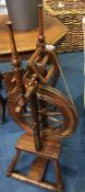 An oak spinning wheel