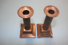 Pair of silver Doric column candlesticks, Thomas Bradbury and Sons, London, 1886