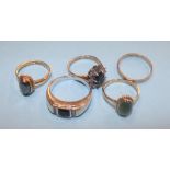 Five various 9ct gold rings, 17.8 grams