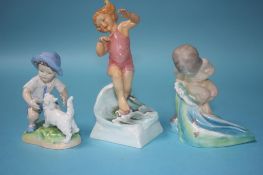 Three Royal Worcester figures; July, August and September, modelled by Freda G. Doughty