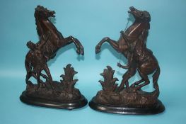 A pair of spelter Marley horses