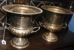 Pair of silver plated wine coolers