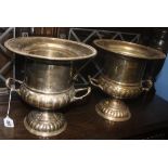 Pair of silver plated wine coolers