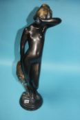 An Art Deco style plaster figure of a nude lady, 65cm height