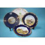 A Spode plate, decorated with a 'Teal' numbered 76111, a pair of Spode plates decorated with a '