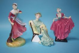 Three Royal Doulton figures 'Ascot', HN 2356, 'Delight', HN 1777, 'Autumn', HN 2087