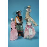 A Royal Doulton figure 'Suzette', HN 1487, 'Maureen' HN 1770, 'Cavalier' HN 2716 and a Nao figure