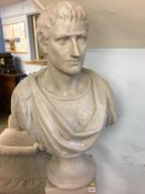 A Roman style bust, on plinth