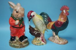 A Sylvac rabbit, 6853, a Beswick 'Woodpecker' and 'Cockerel'