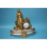 A late 19th century gilt metal mantel clock by P. H. Mourey, with 8 day movement, strike action,