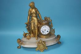 A late 19th century gilt metal mantel clock by P. H. Mourey, with 8 day movement, strike action,