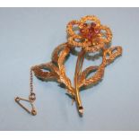 An 18ct floral brooch, 13.2 grams