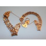 Two 9ct gold padlock fastener bracelets, weight 24.7 grams