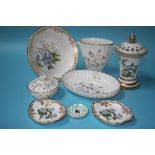 A collection of Spode pottery to include a 'Salvia and Rhododendron' pattern vase and cover, a 'Sida