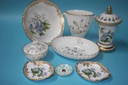 A collection of Spode pottery to include a 'Salvia and Rhododendron' pattern vase and cover, a 'Sida