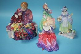 Four Royal Doulton figure groups 'The Flower Sellers Children', HN 1342, 'Spring Flowers', HN