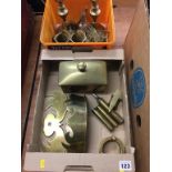 Assorted brassware including a comb tray